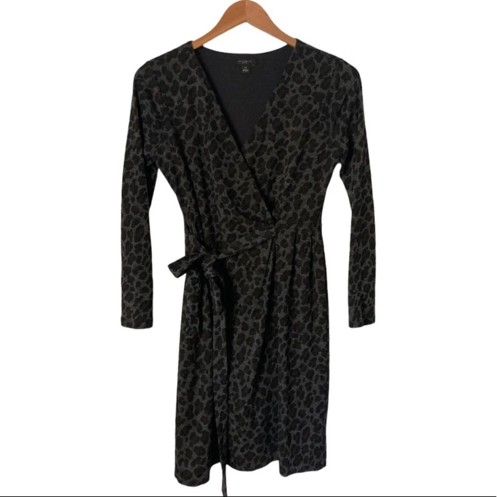 Ann Taylor Petite Cheetah Leopard Animal Front Faux Wrap Dress Size XSP